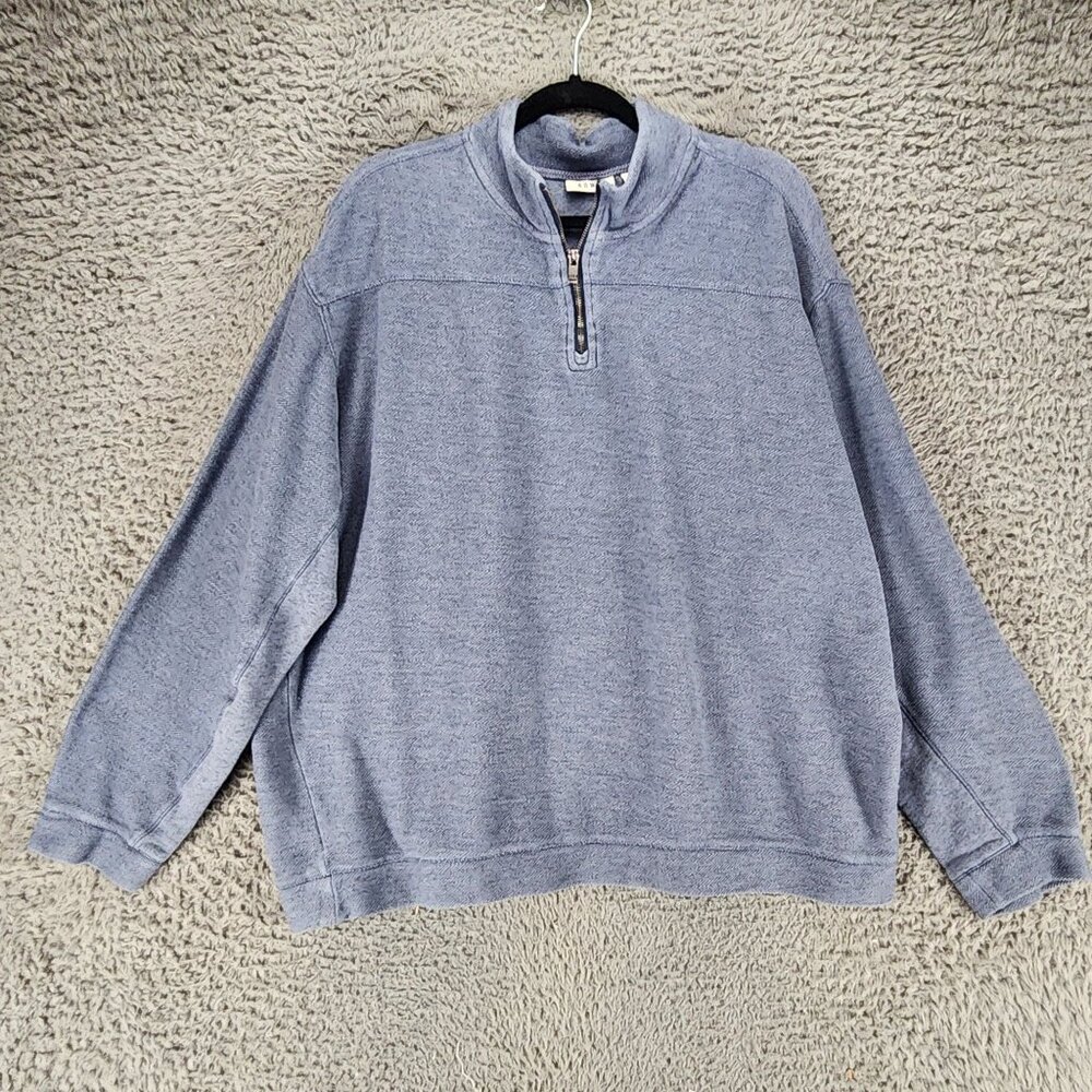 Rowm Sweater Mens 3XT Blue Long Sleeve 1/4 Zip Pullover *GUC*